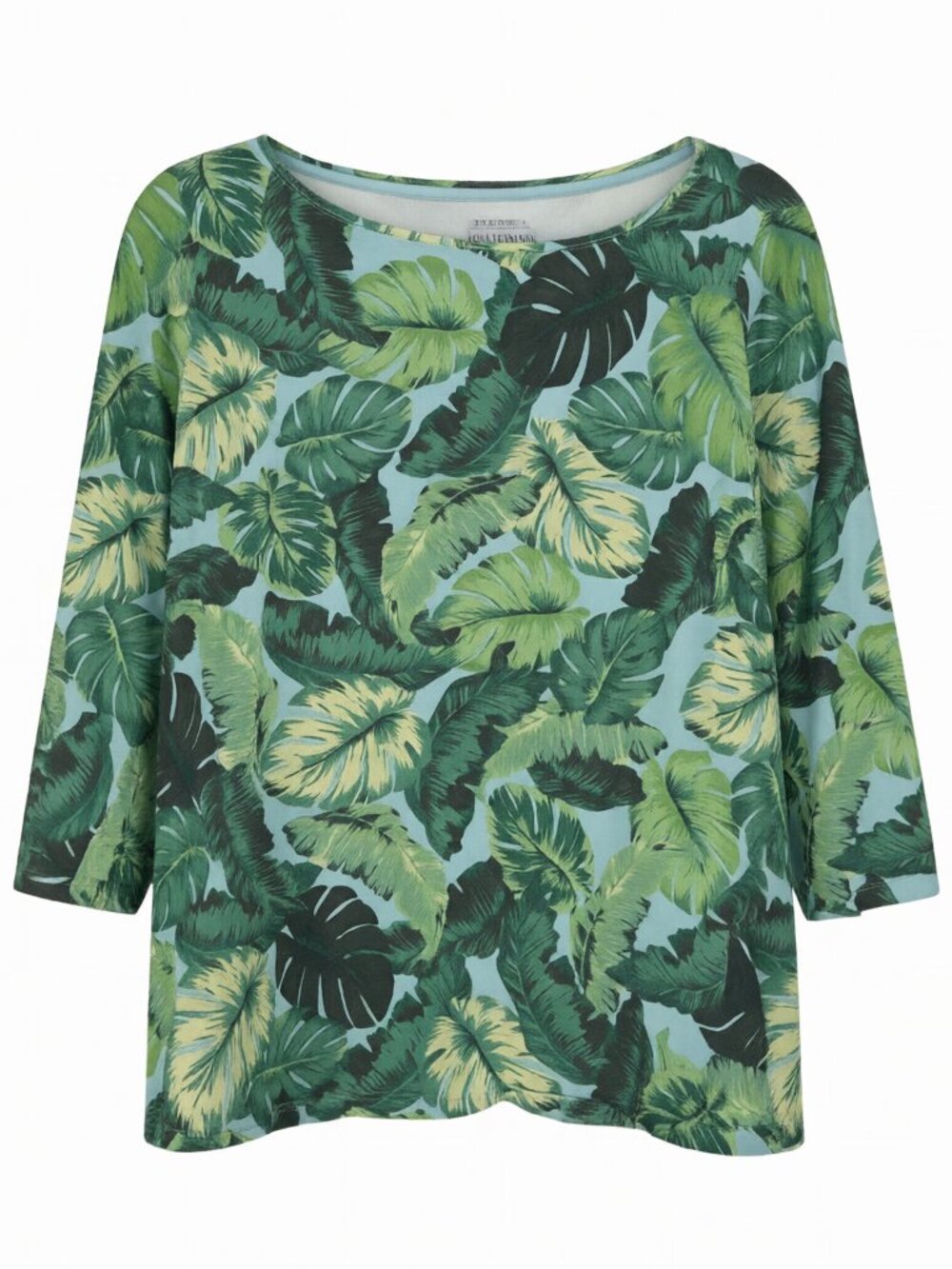Talbots Women's Plus Leaf Print Tee 1X Green